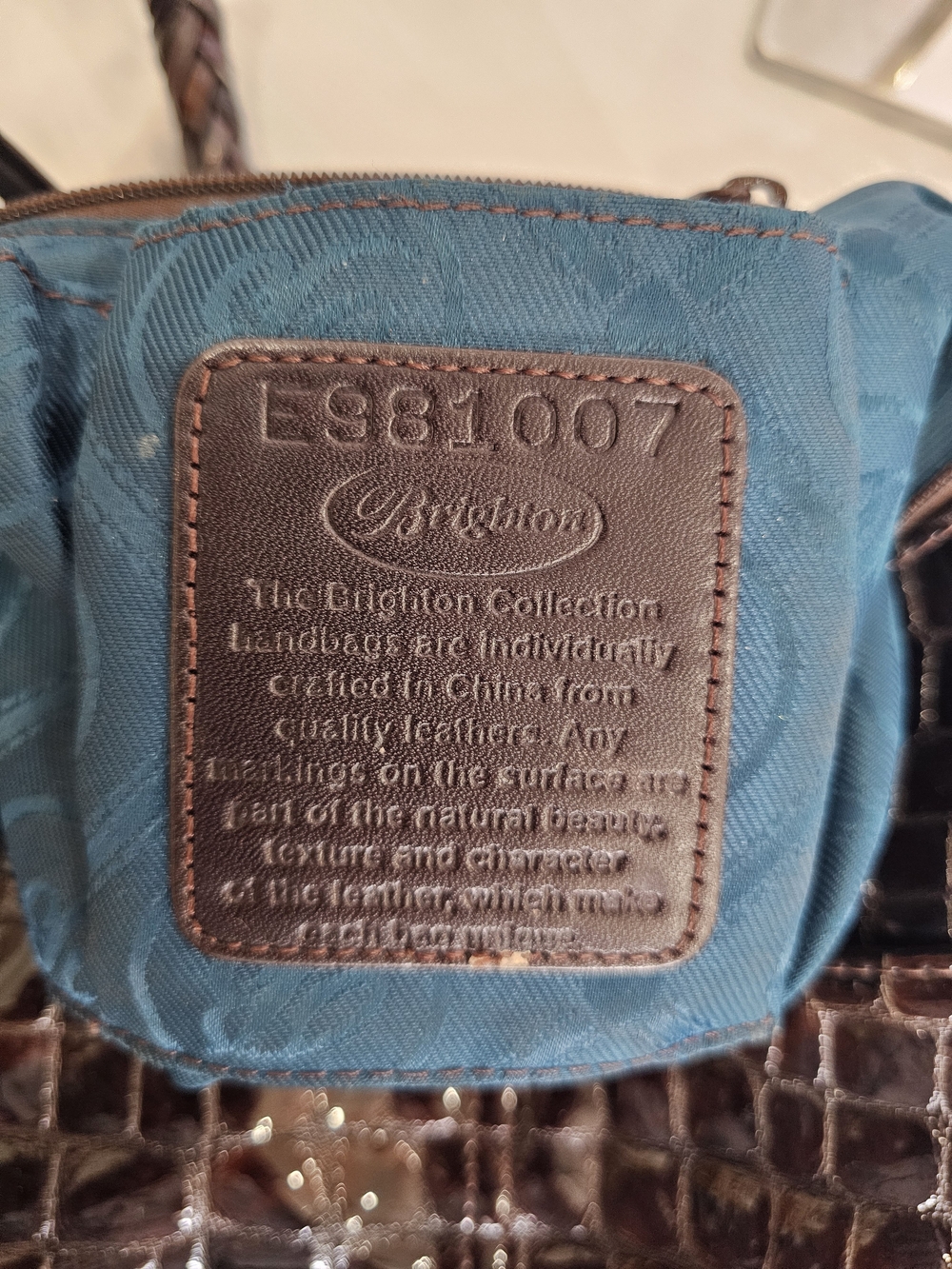 The Brighton Barbados Espresso Croc-Embossed Patent Leather Hobo Bag - Picture 11 of 11